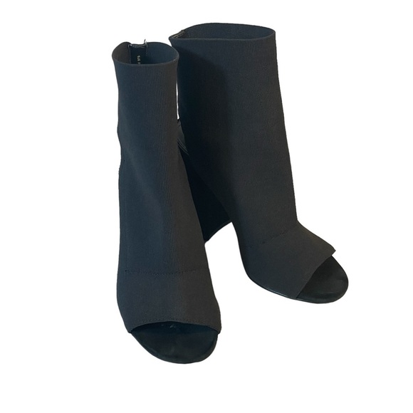 Steve Madden Shoes - Steve Madden Black Neoprene Stretch Open Toe Ankle Bootie Block Heel Shoes Sz 6